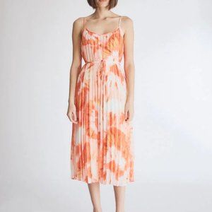 Priscilla Pleated Dress in Coral